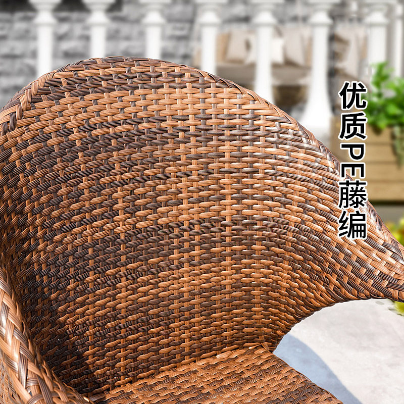 厂家直供藤椅铁架藤编花园家具庭院露天阳台休闲户外桌椅组合