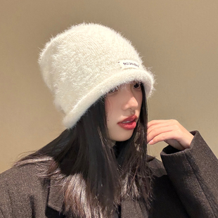 毛绒冷帽女士秋冬大头围堆堆帽卷边针织包头帽保暖防风大码护耳帽