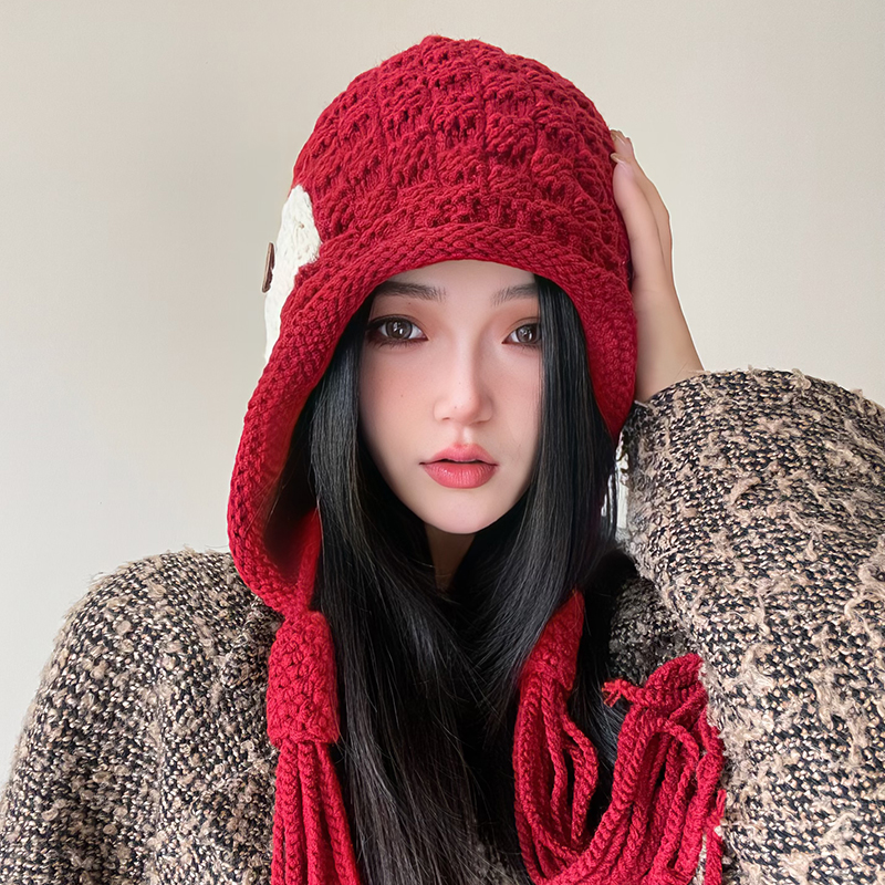 毛线帽逛街出游女秋冬季显脸小