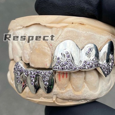 Respect s925银光面半钻grillz定制欣赏