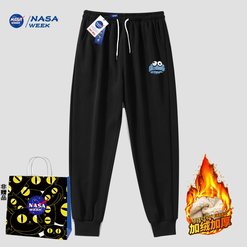 NASA WEEK运动裤加绒加厚男女同款春秋季小脚裤大码情侣卫裤潮