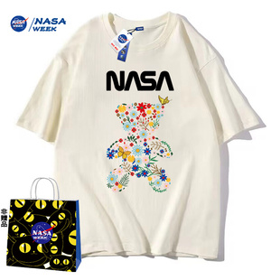 NASA WEEK官网联名款新品2023纯棉短袖t恤男女潮牌上衣情侣装T恤