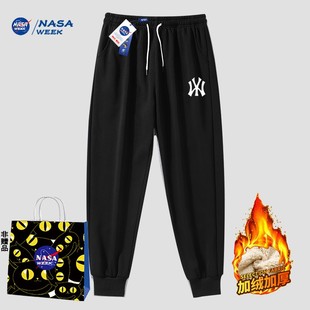 NASA WEEK运动休闲裤纯棉男女同款春季小脚加绒加厚大码卫裤潮