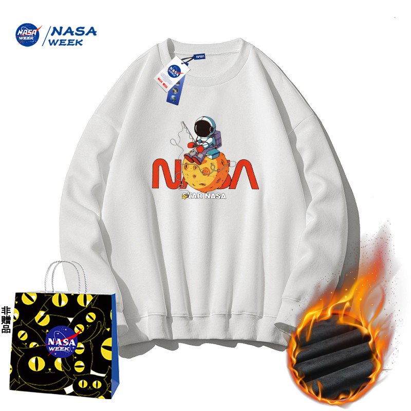 NASA WEEK2023圆领连帽卫衣男女潮牌宽松百搭简约秋季情侣上衣YB