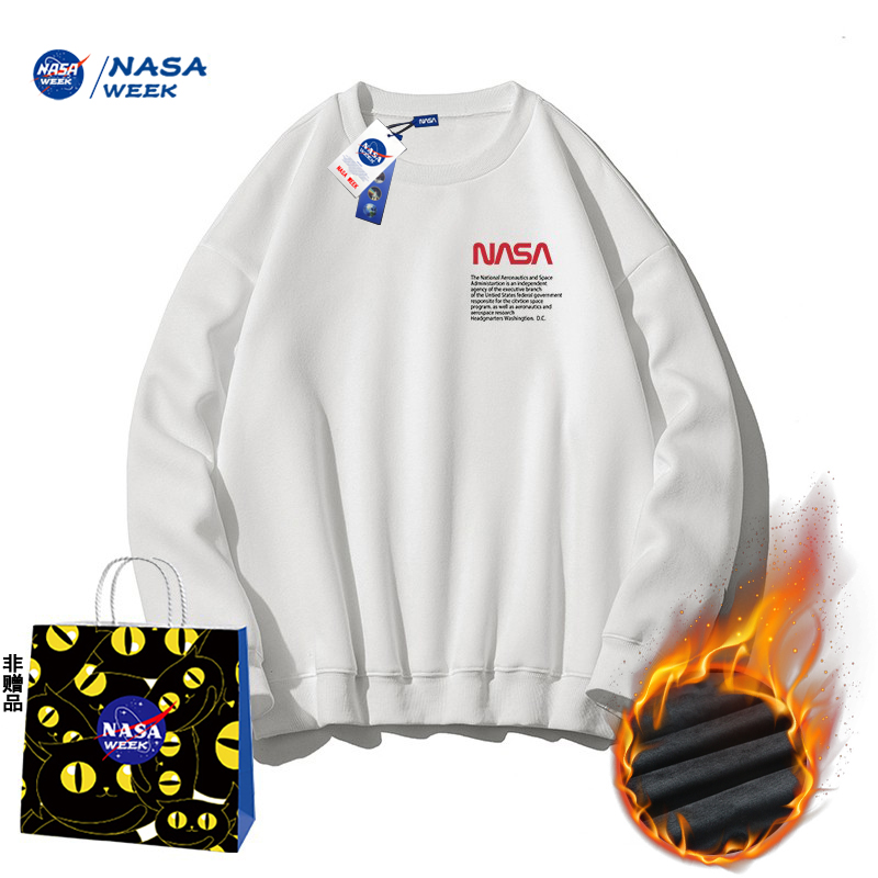 NASA WEEK2023圆领连帽卫衣男女潮牌宽松百搭简约秋季情侣上衣YB