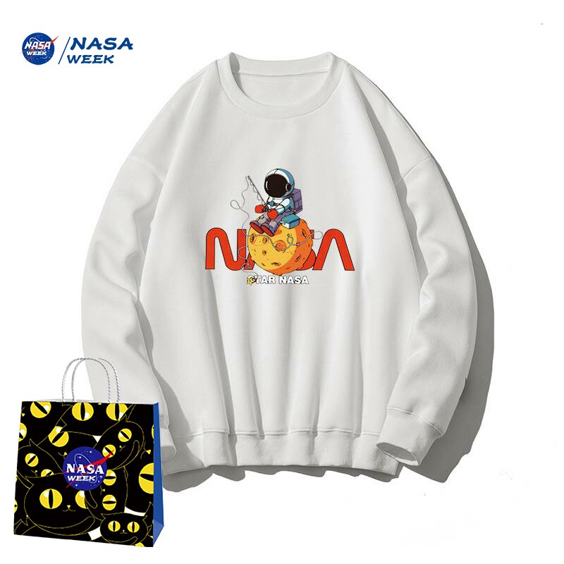 NASA联名款2022圆领连帽卫衣男女潮牌宽松百搭简约秋季情侣上衣J