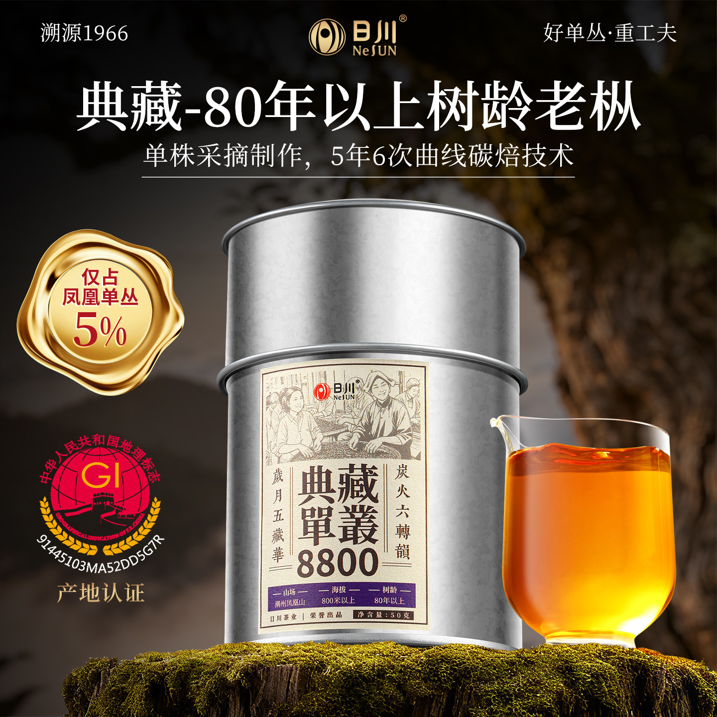 日川凤凰单丛茶80年高山老枞罐装
