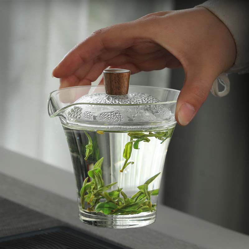 玻璃盖碗泡绿茶专用茶具透明泡茶碗功夫茶具单个不烫手泡茶杯