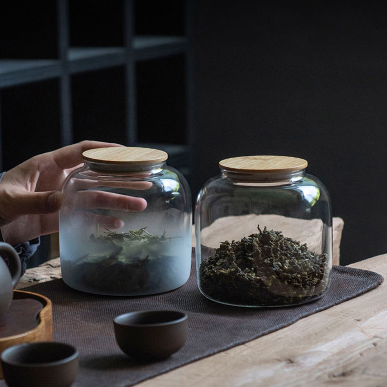 草木祠日式云雾玻璃茶叶罐