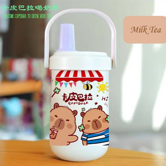 新款手提保温杯不锈钢 儿童大吸管杯圣诞新年礼品3D彩印logo刻字