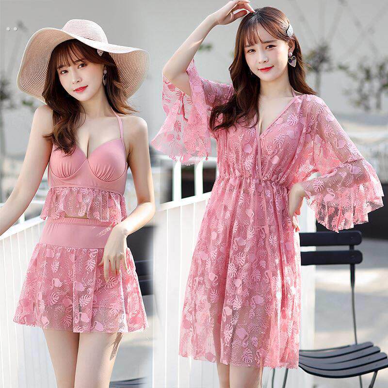 长大码泳衣女士三件套高级感分体纯欲遮肚子海边度假2024新款显瘦