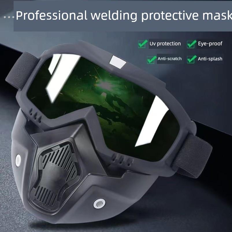 全脸防护面罩焊工防强光辐射防烤脸电焊面具防风沙飞溅防尘护目镜
