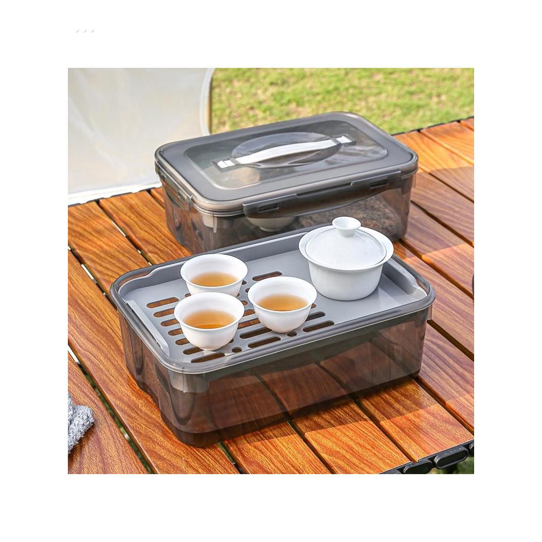 便携式旅行茶具户外露营沥水茶盘陶瓷功夫茶杯套装办公室一壶四杯