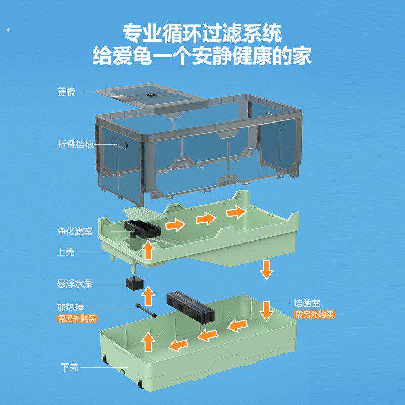 水族乌龟缸巴西龟盆饲养盒过滤防逃塑料爬台晒背大双层爬宠养殖箱
