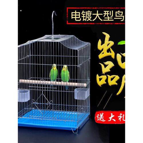鸟笼八哥玄凤鹩哥鹦鹉笼子大号特大家用电镀不锈钢色大型繁殖大全