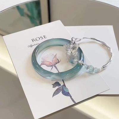 新款彷中国风青玉冰狐手镯，女性知春覆古古风凉感平安手镯叮当首