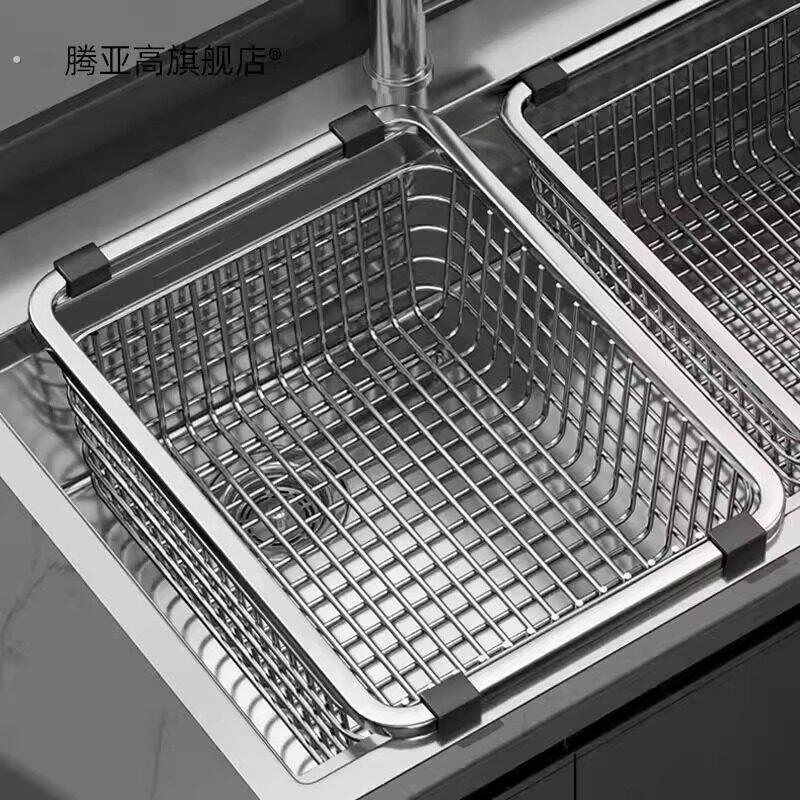 304不锈钢沥水篮厨房水槽沥水架洗菜盆碗碟大单水槽水池滤水置物