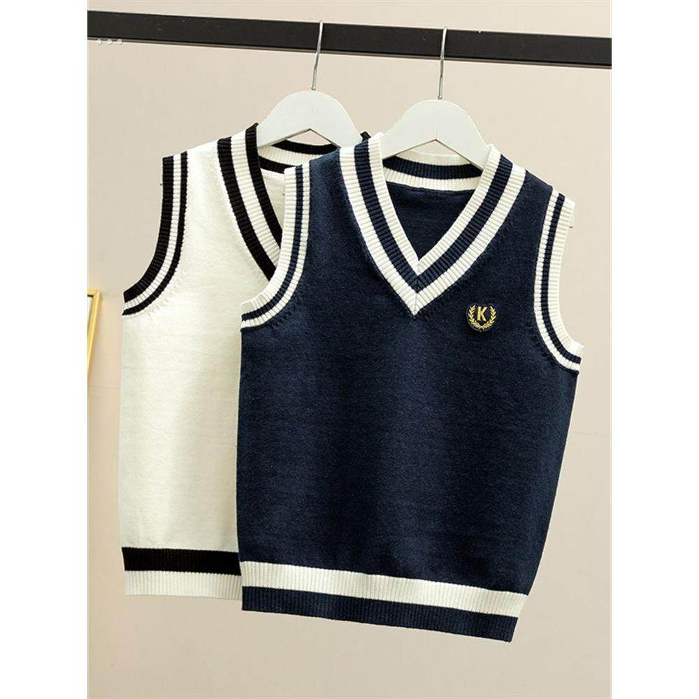 儿童马甲针织背心女童男童春秋2024新款外穿薄款宝宝毛线男孩毛衣