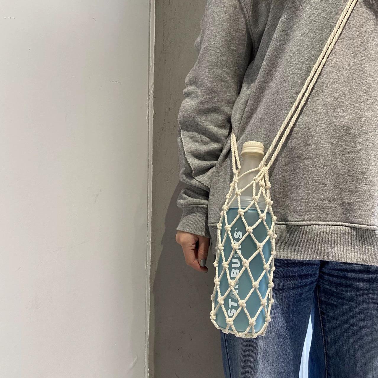 斜挎编织杯套大容量水杯外出通勤上班情侣杯套大容量网兜水壶提兜