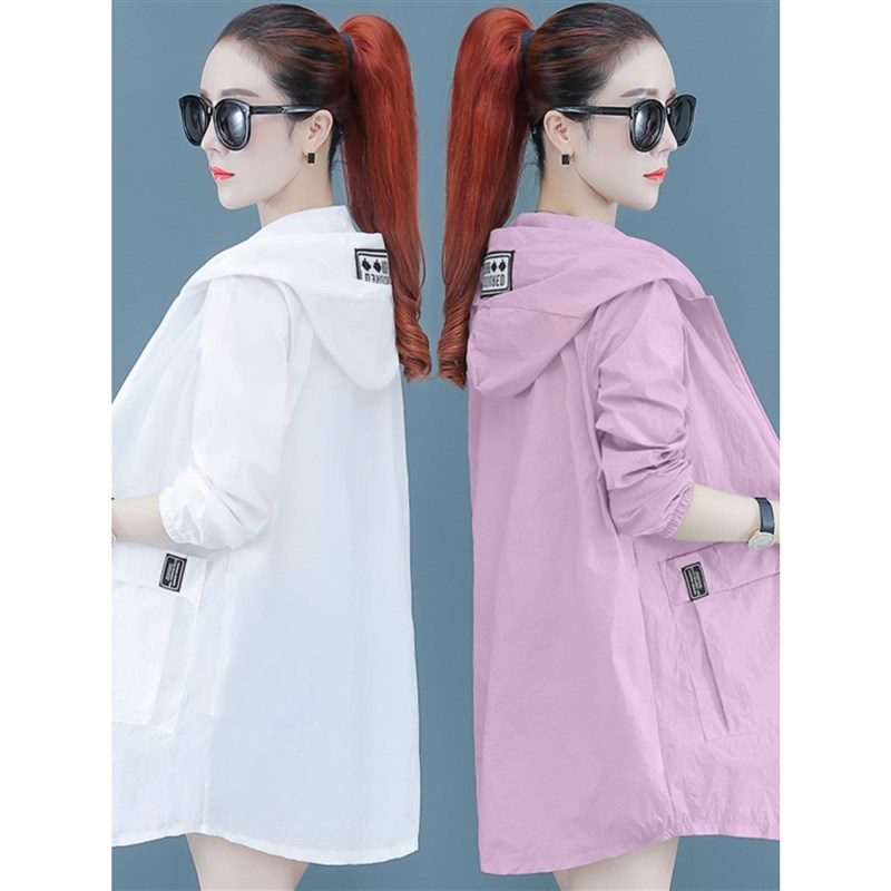 防晒衣女2024新款薄款中长款大码胖MM宽松防晒服防紫外线外套夏季