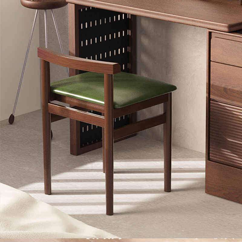 速发实木梳妆凳中式黑卧妆木家用生胡室化妆椅靠背椅梳桃台简约椅