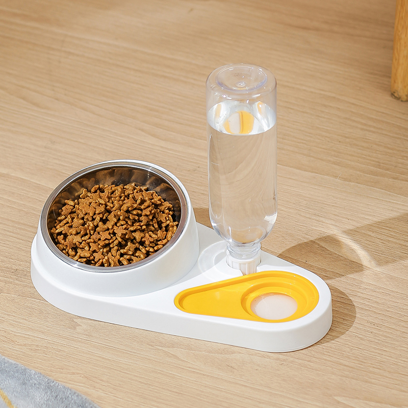 速发猫碗猫食斜猫咪喝水碗饭碗粮盆碗口碗防打翻双碗自动饮水