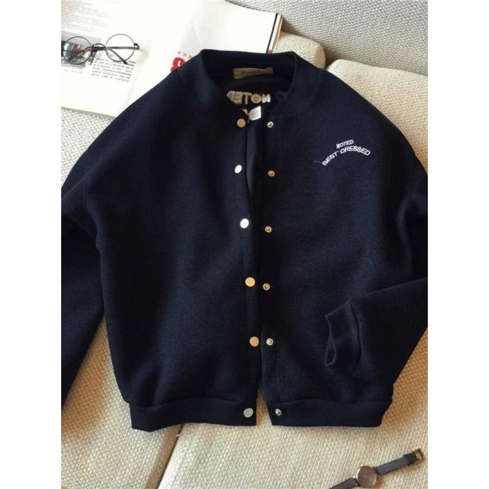 潮牌刺绣大码针织衫开衫夹克外套男女加肥加大宽松休闲毛衣棒球服