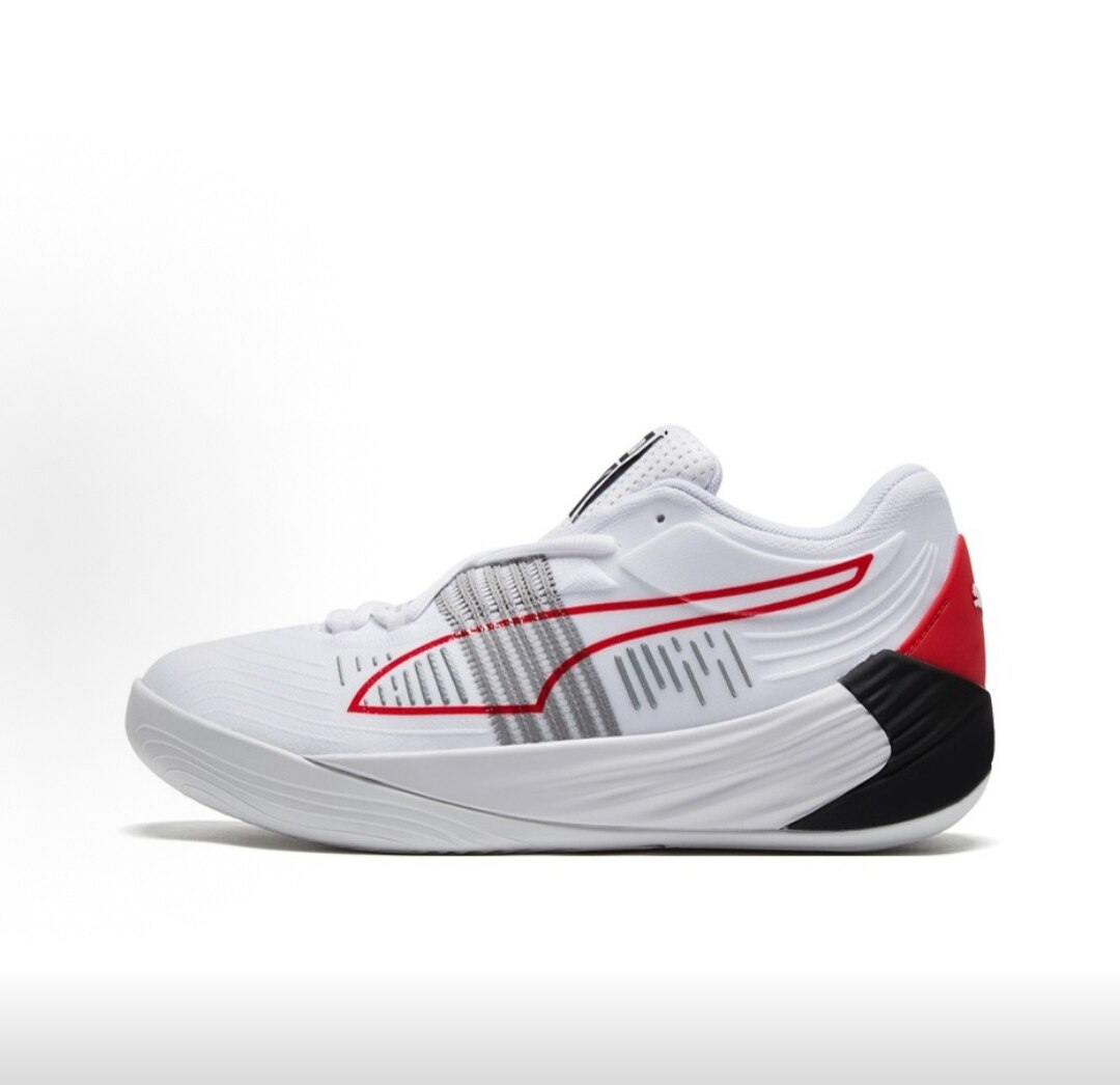 PUMA彪马 Fusion Nitro 圆头系带 减震防滑耐磨轻便低帮 白红