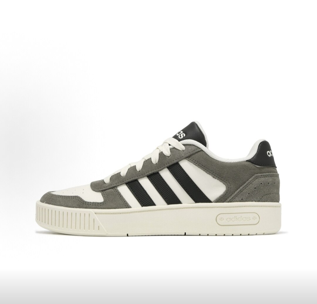 adidas 舒适百搭小锯齿 美高篮球风 低帮板鞋 绿棕白JI2548