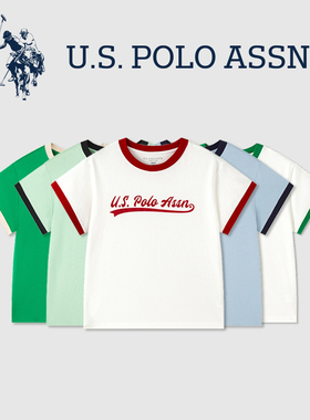 US POLO2025夏季新款儿童T恤百搭男童短袖中大童儿童休闲上衣