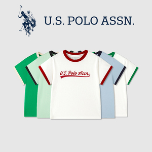 US POLO2024夏季新款儿童T恤百搭男童短袖中大童儿童休闲上衣