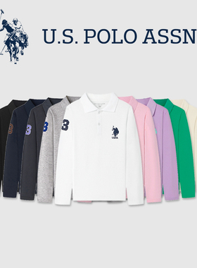 US POLO儿童装男童长袖T恤春款2025新款中大童男孩保罗polo衫上衣