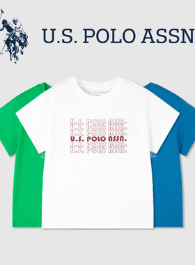 US POLO儿童装夏装男童短袖上衣休闲2025新款中大童男孩纯棉T恤