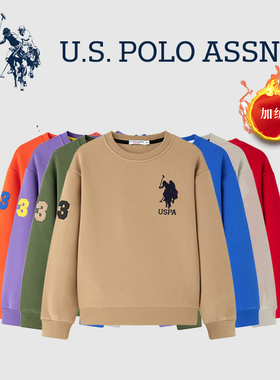 US POLO童装男童加绒卫衣中大童2025春款男孩春季加厚儿童上衣