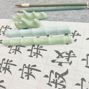 陶瓷竹节玉石镇尺镇纸尺书法国画压纸石毛笔笔搁纸镇小摆件压条笔
