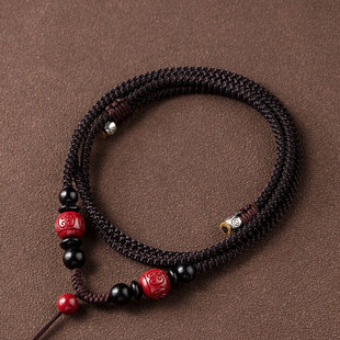 思怀官方旗舰店朱砂云雷纹吊坠绳子手工编织项链绳男女挂坠配绳