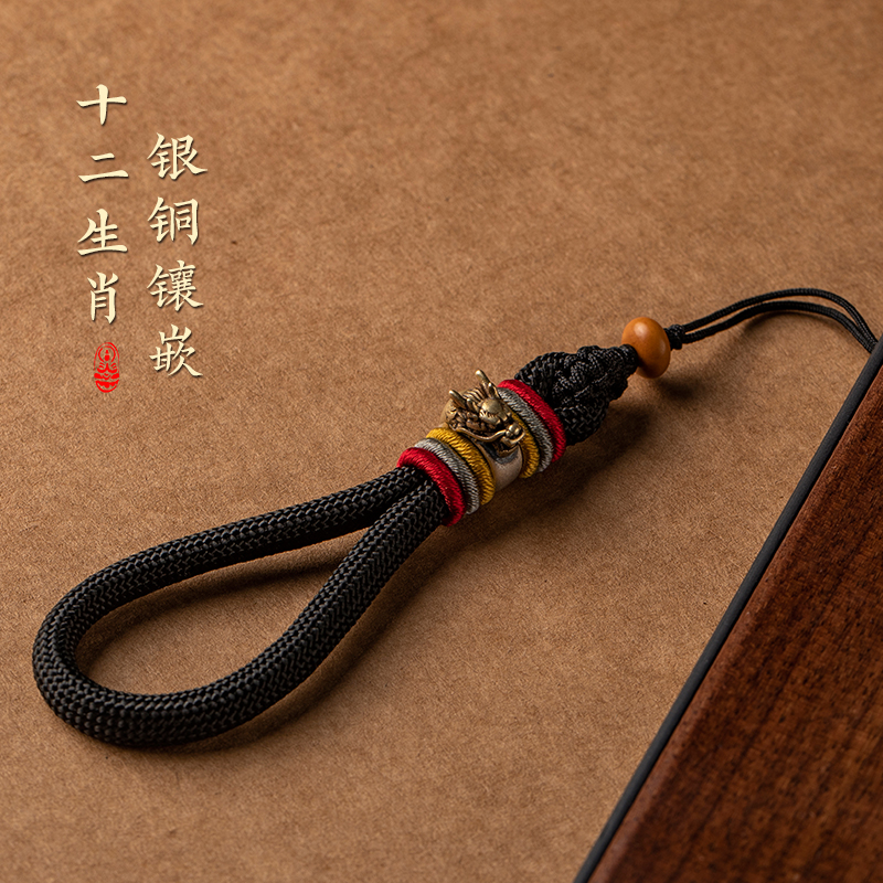 纯银十二生肖手机链手腕款防摔