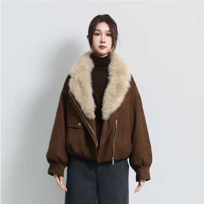Janeexpress狐狸毛领高奢皮草