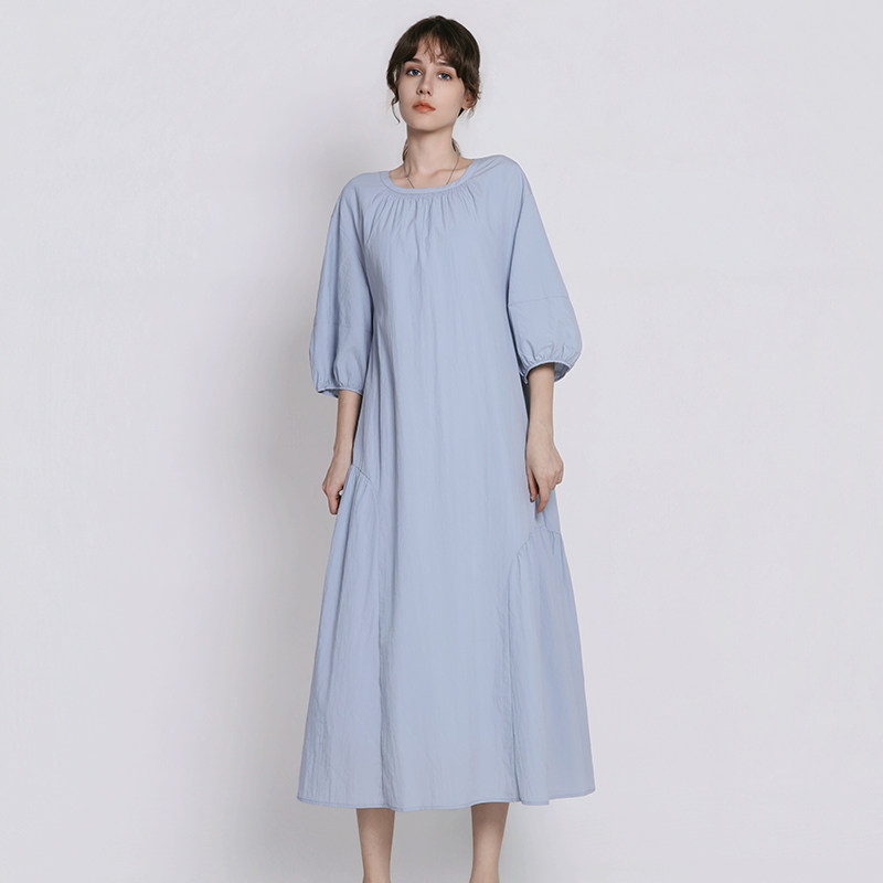 Jane express/简表达极简静奢风A字系带束腰修身连衣裙女XLY63001