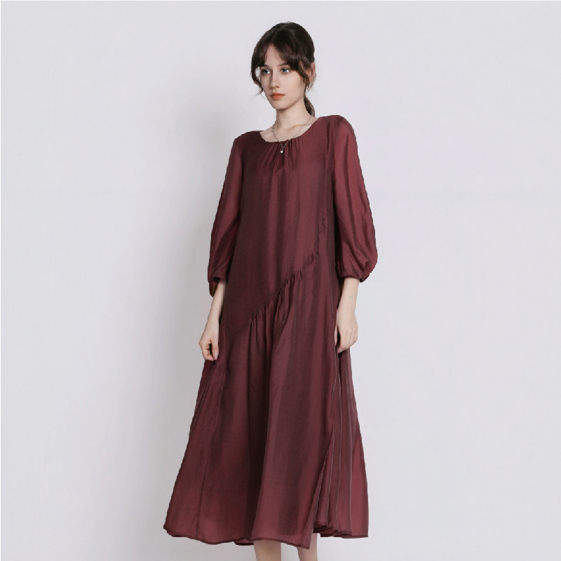 Jane express/简表达轻盈度假风铜氨纤维高定修身连衣裙XLY62001