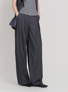 Jane express/简表达极简风毛呢混纺通勤纯色西装休闲裤CKZ61005