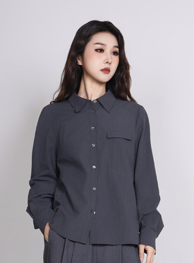 Jane express/简表达25冬新款衬衣宽松休闲翻领简约衬衫DCY52001