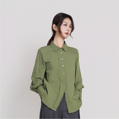 简表达棉锦混纺宽松修身 Jane express 衬衣纯色简约上衣CCY61001