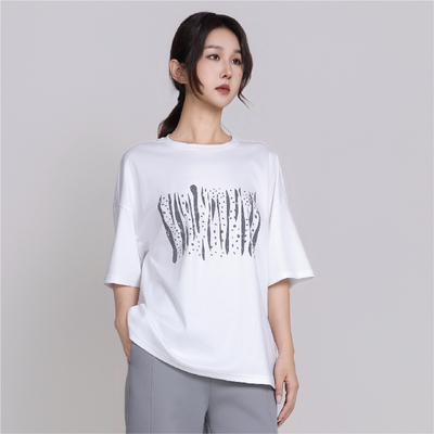 简表达白色纯棉字母短袖女T恤