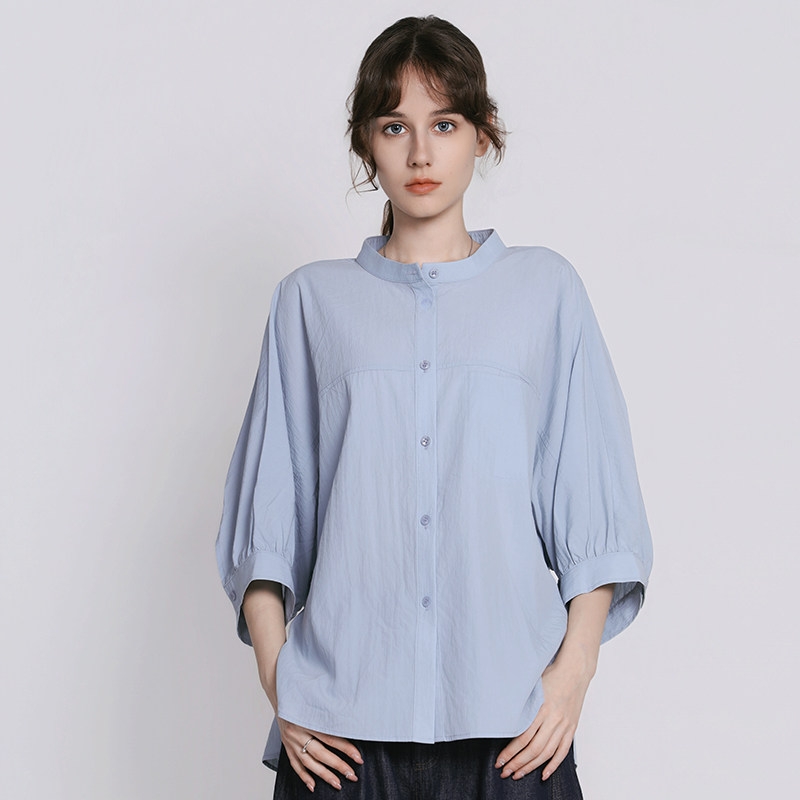 Jane express/简表达小立领莫兰迪色系防晒衬衫式外套女XCY63001