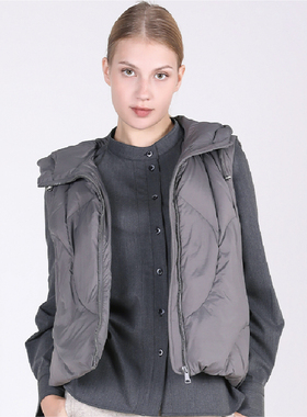 Jane express/简表达90%白鸭绒填充短款连帽马甲羽绒服女DYR43003