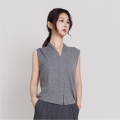 Jane express 简表达100%纯羊毛女内搭背心纯色针织马夹CMS61002