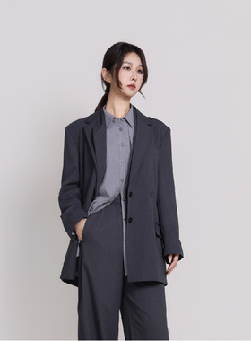 Jane express/简表达羊毛混纺格雷系西装通勤百搭外套女CXF61002