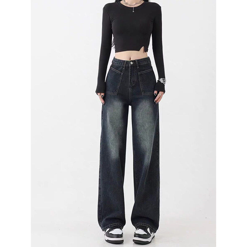 复古高腰牛仔裤网红爆款女2026春季新款宽松显瘦遮肉百搭直筒长裤