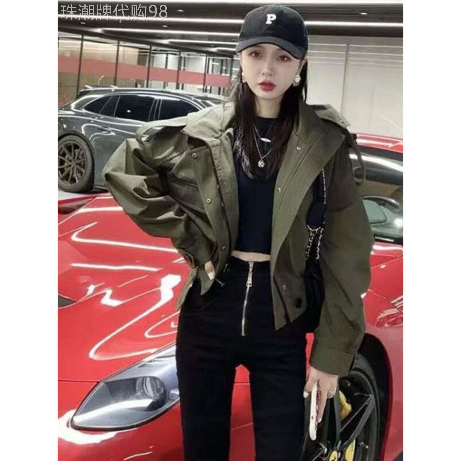 欧货短款双口袋工装外套女春秋时尚设计感休闲夹克超酷ins潮上衣